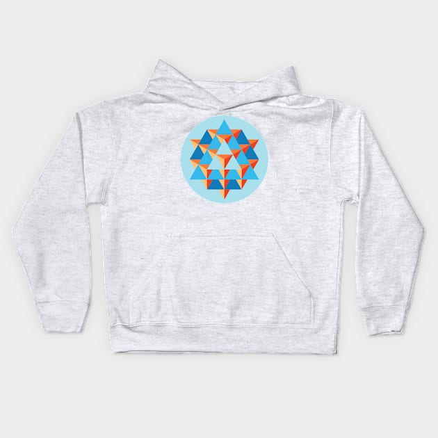 64 Tetrahedron Grid Kids Hoodie by GalacticMantra